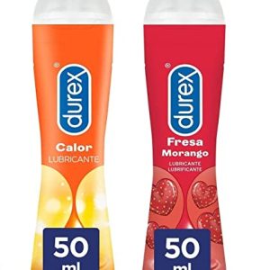 Durex Pack Lubricante Efecto Calor + Lubricante Sabor Fresa,