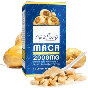 Maca Andina Estado Puro 2000mg | Extracto Nativo 5:1 Macatonic™ de Producción Sostenible | Energía Mantenida y Vigorizante Natural | Apto Veganos | 60 Cápsulas de Tongil